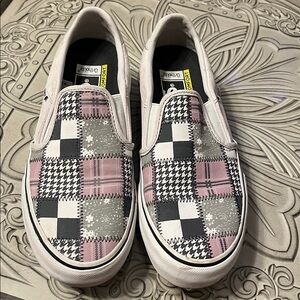 VANS Asher Deluxe Slip-on Sneaker In Patchwork Light Grey & Pink